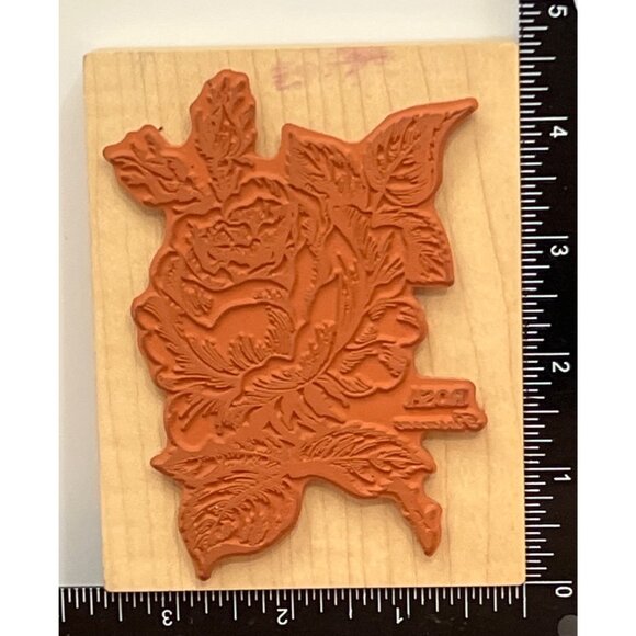Vintage PSX Rubber Stamp ON Wooden Block With Rose Design K-023 ROSA - Picture 3 of 4